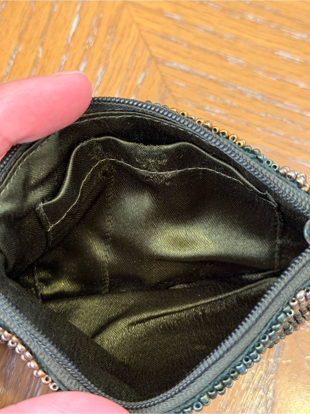 Moyna Beaded Green Camouflage Coin Purse Pouch - Picture 8 of 11